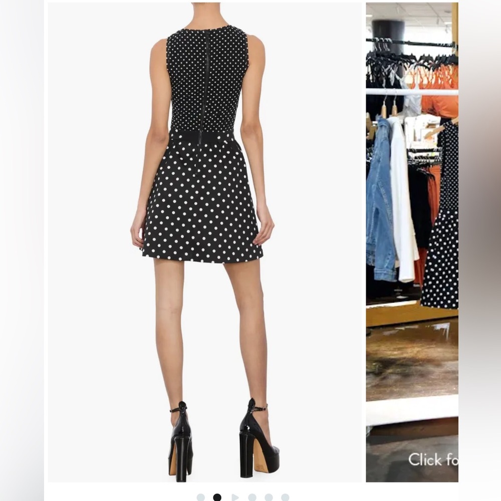 New Alice + Olivia Chara Mixed Scale Polka Sot Sleevless Fit & Flare Minidress - Picture 2 of 9